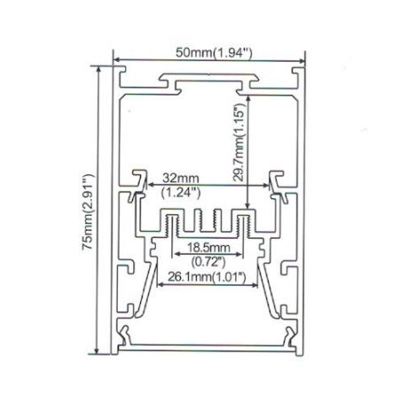 1 Meter 39.4" LED Aluminium Channel 75mm(H) x 50mm(W) suit for max 26.1mm width strip light